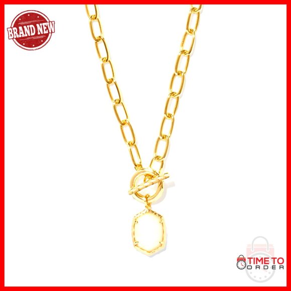 Gold Plated Paperclip Chain Necklace with Toggle Closure 18 Inch